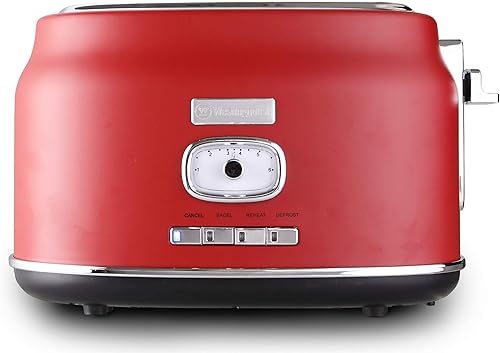Westinghouse Tostadora retro de 2 rebanadas, ranuras extra anchas de acero inoxidable con palanca de elevación alta, 4 funciones fáciles, bandeja de