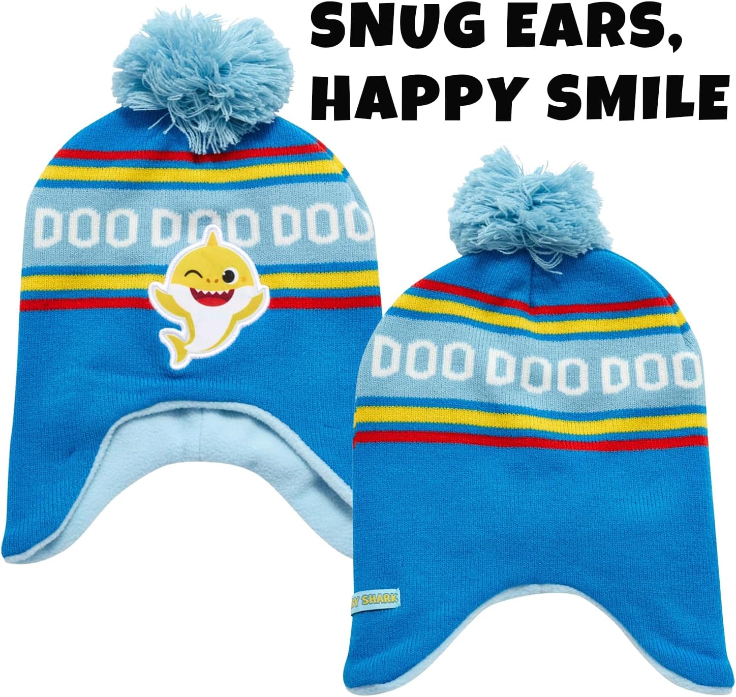 Nickelodeon Boys' Baby Shark Winter Hat and 2 Pairs of Mitten Set (Toddler) - Image 2