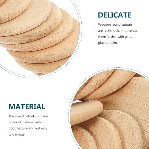 Miniatura 4 de 50 piezas de círculos de madera natural, rebanadas sin terminar, pieza de madera redonda, discos de madera, etiquetas en blanco para manualidades,