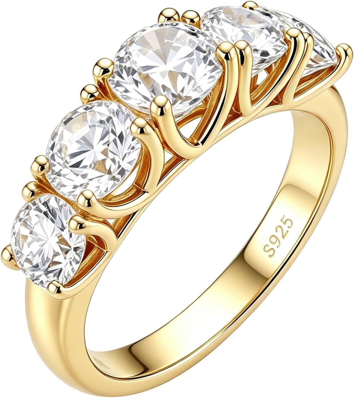 5 Stone Eternal Band Ring 925 Sterling Silver Cubic Zirconia Jewelry Gift