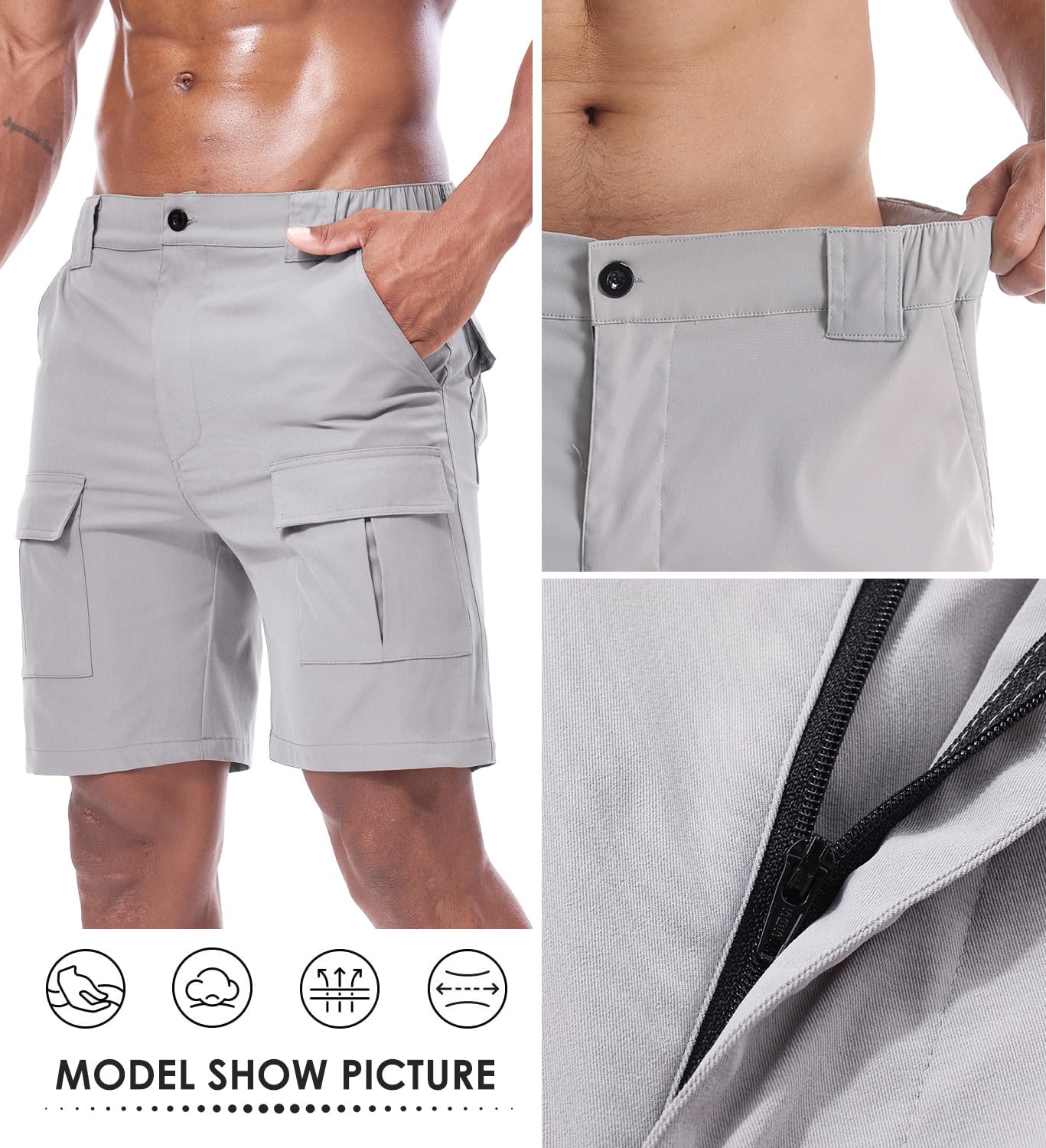 Suwangi Pantaloncini Uomo Cargo Corti Bermuda Chino Shorts Estivi Casual Pantaloncini Corti con 6 Tasche