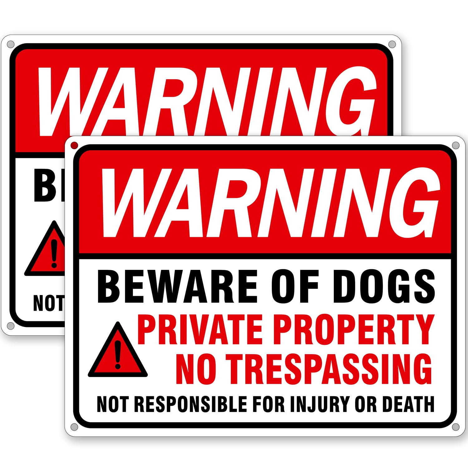 2 Pack Beware of Dog Private Property No Trespassing Warnings Sign 12"x 8" Metal Aluminum Signs For Outdoor & Indoor