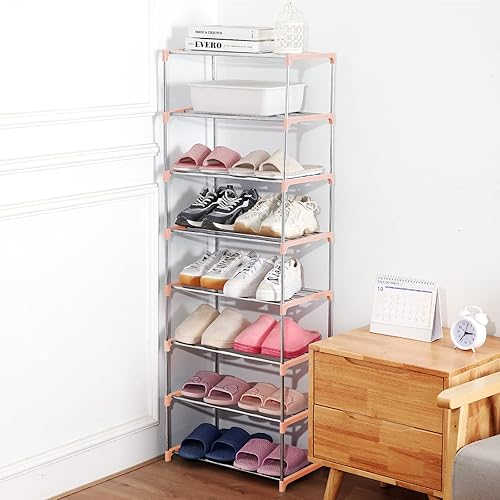 Miniatura 9 de Fouews Zapatero pequeño organizador estrecho apilable para entrada puerta y armario de dormitorio 3 niveles verde