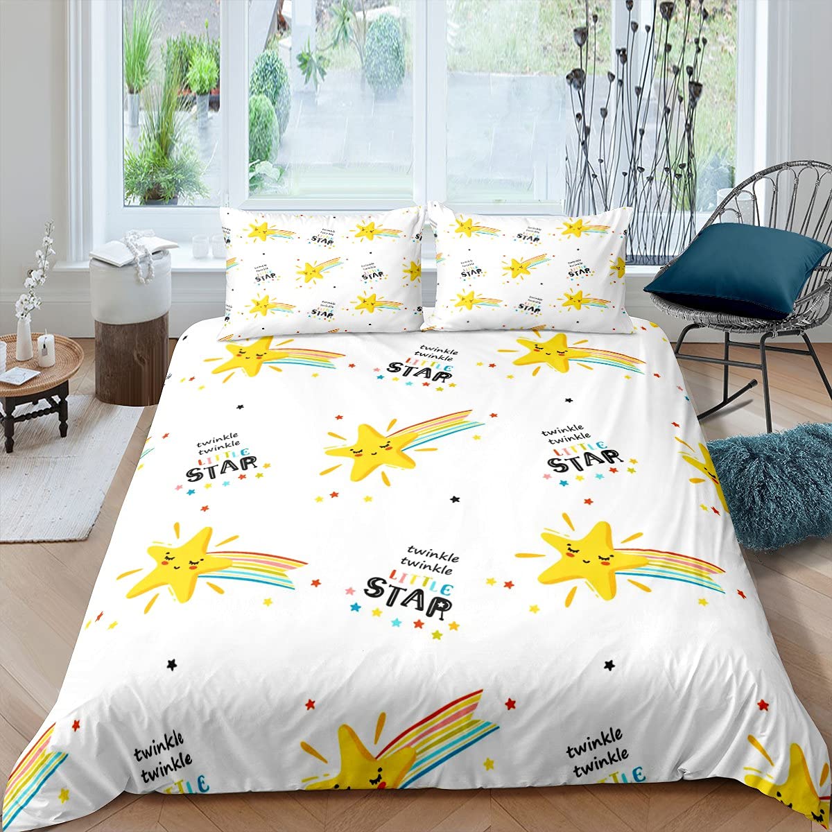 Cokouchyi Set Letto 5 Pezzi Galaxy Che Si Illumina Al Buio: Piumone, Lenzuola E Federa Per Ragazzi E Ragazze - Completo Lettino Completo - 2