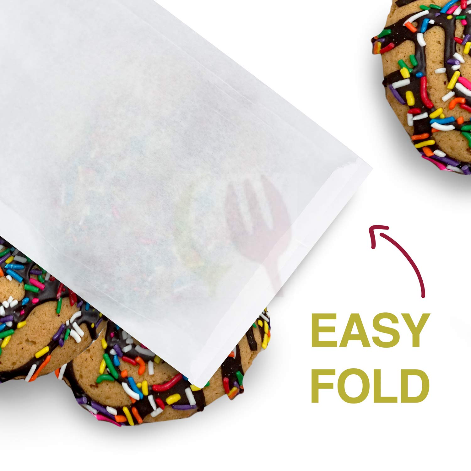 Grease Resistant - Dry Waxed Gusseted Paper Sandwich Bags - Danish White Paper Bag (1000Pcs/Pack) (6 x 2 x 9)