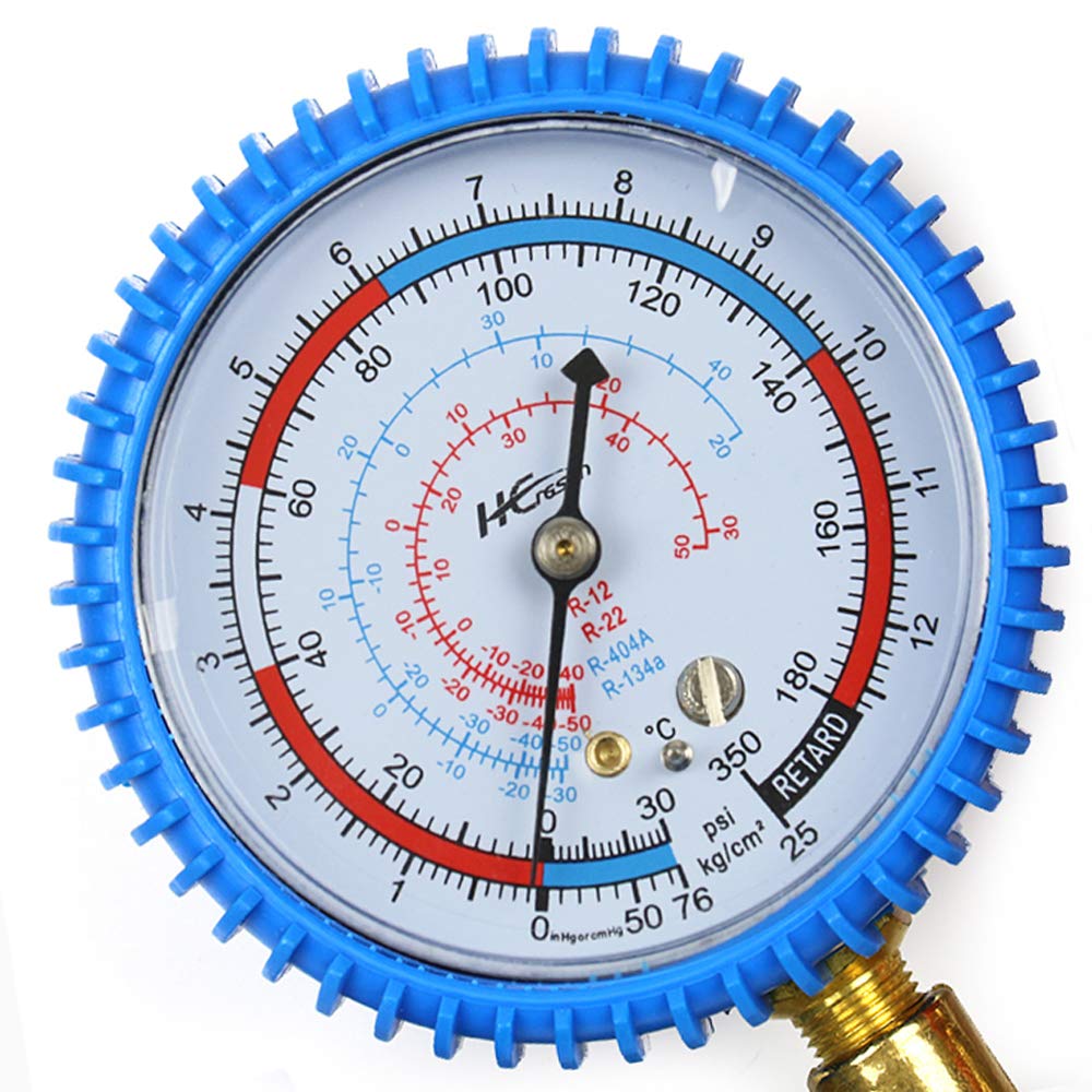 R134A R12 R22 R404A Strumenti Per Refrigerazione Aria Condizionata Set Manometro Diagnostico AC Sn Per Tutte Le Auto A/C Con Tubo Flessibile E Kit Gancio Con Attacco Rapido Laterale Alta/bassa Pres - Foto 5