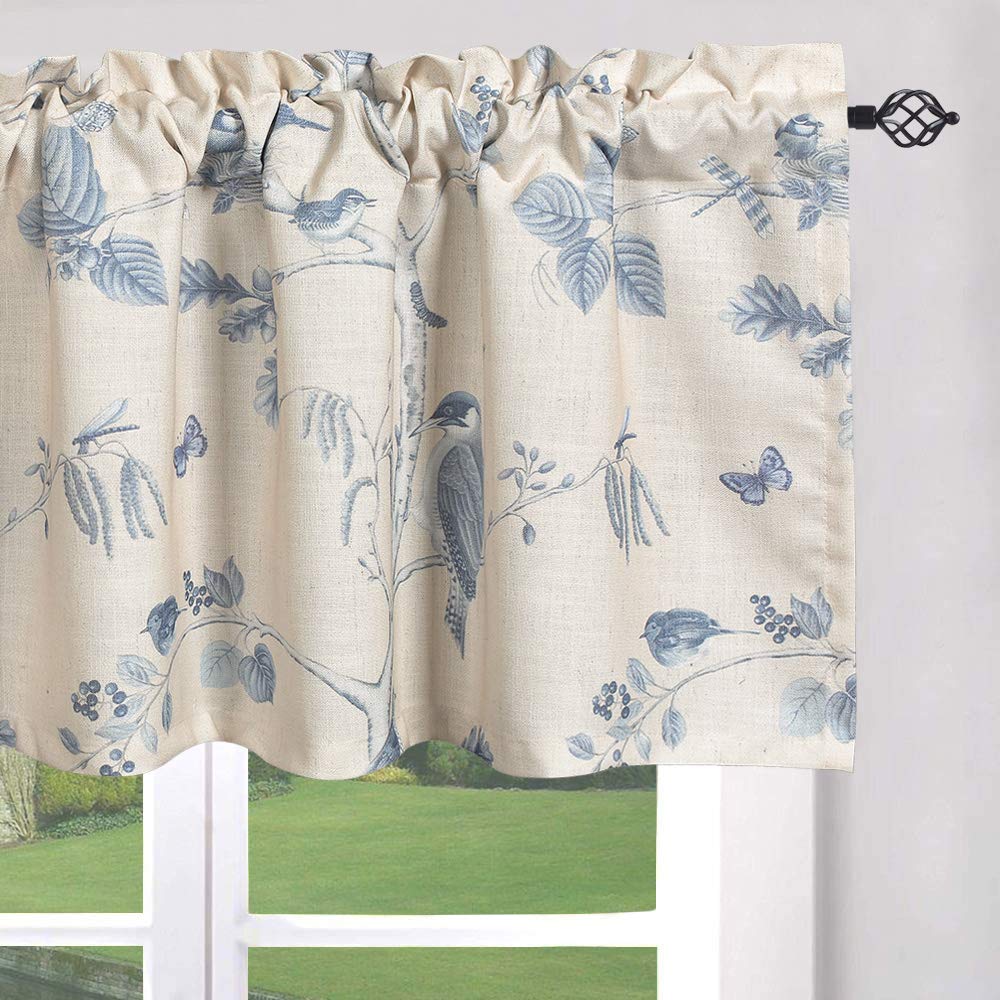 Leeva Kitchen Window Valances for Dining Room Classic Blue, Energy Saving Decorative Small Windows Curtains and Drapes for Studio Bedroom, One Panel, 52 x 18 โ image 1