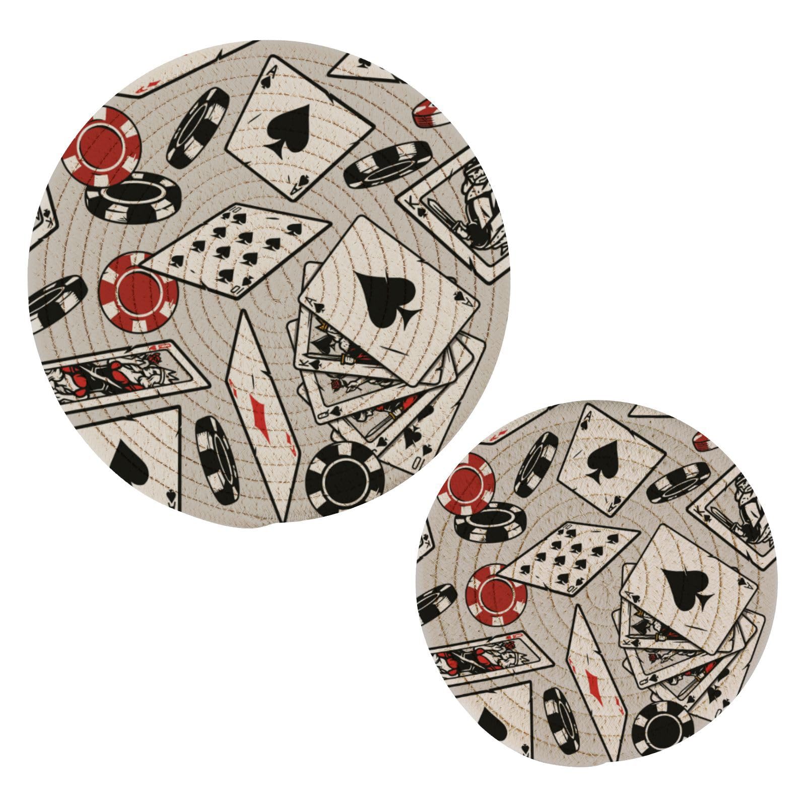 Set 2 Presine E Sottopentola In Cotone - Tema Casin&ograve;, Antiurto E Antiscivolo, Per Cucina E Tavola