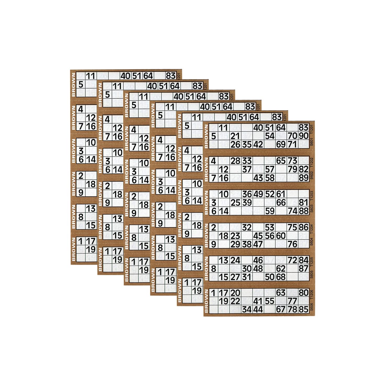 M1SS 6000 Bingo Flyers Single Sheets Jumbo 6 To View - 10 Pads of 600 (Brown)