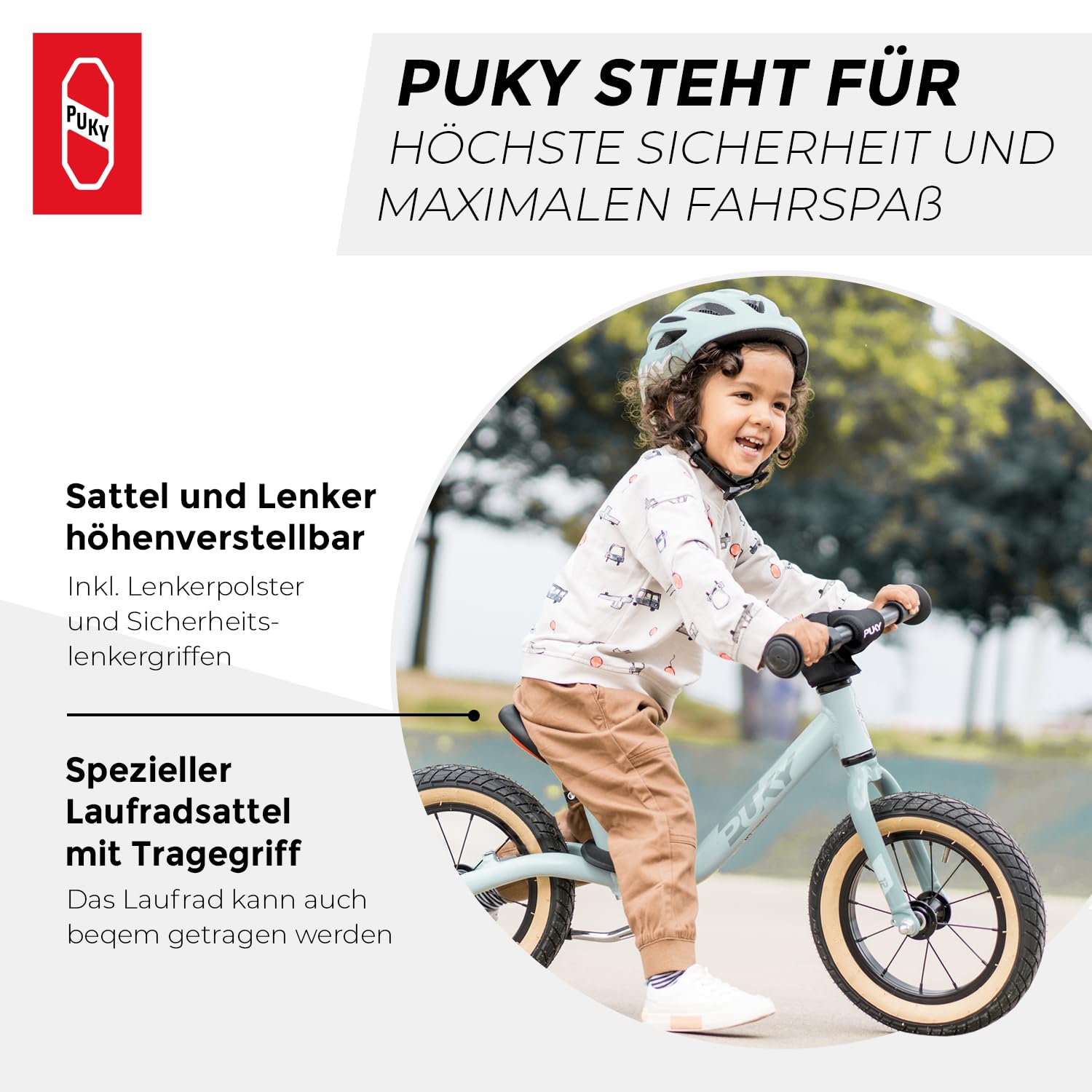 PUKY LR Light Laufrad Blau | Hochwertige Luft-Bereifung | Niedriger Einstieg | Einstellbarer Lenker & Sattel | Sicherheitsfeatures | Stylisches Retro-Blau Design | Nur 3,3 kg | Ab 2 ½ Jahren