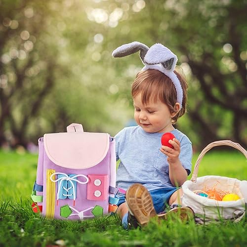 Miniatura 6 de Busy Board - Mochila para niños pequeños con hebillas y juguetes de actividades de aprendizaje, desarrolla habilidades motoras finas y habilidades