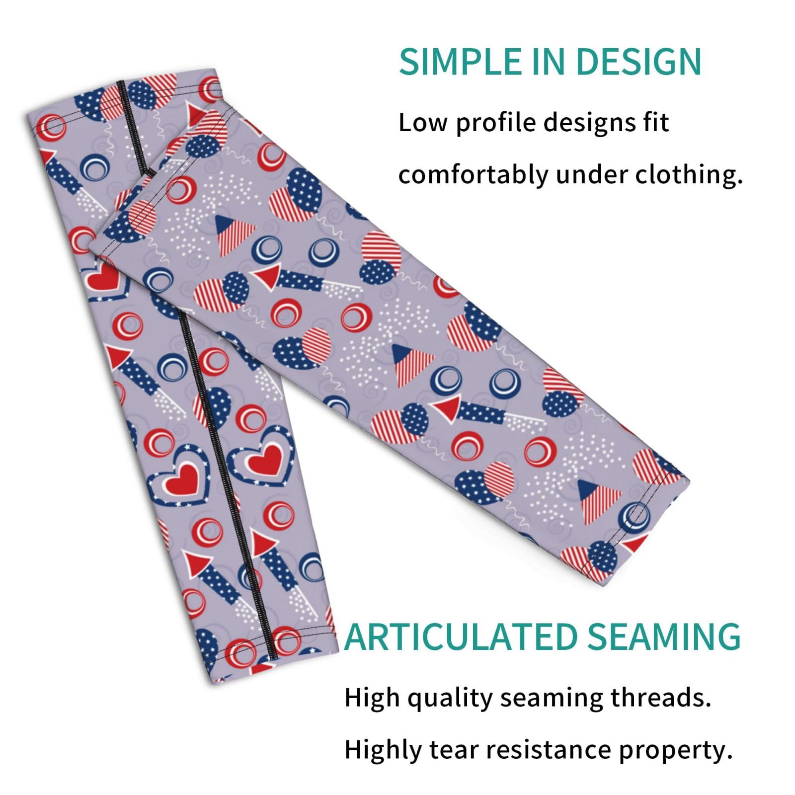 Salelf Independence Day Arm Sleeves Cooling UV Sun Protection Sports Compression Sleeves for Men Women Golf Basketball Arm Sleeves