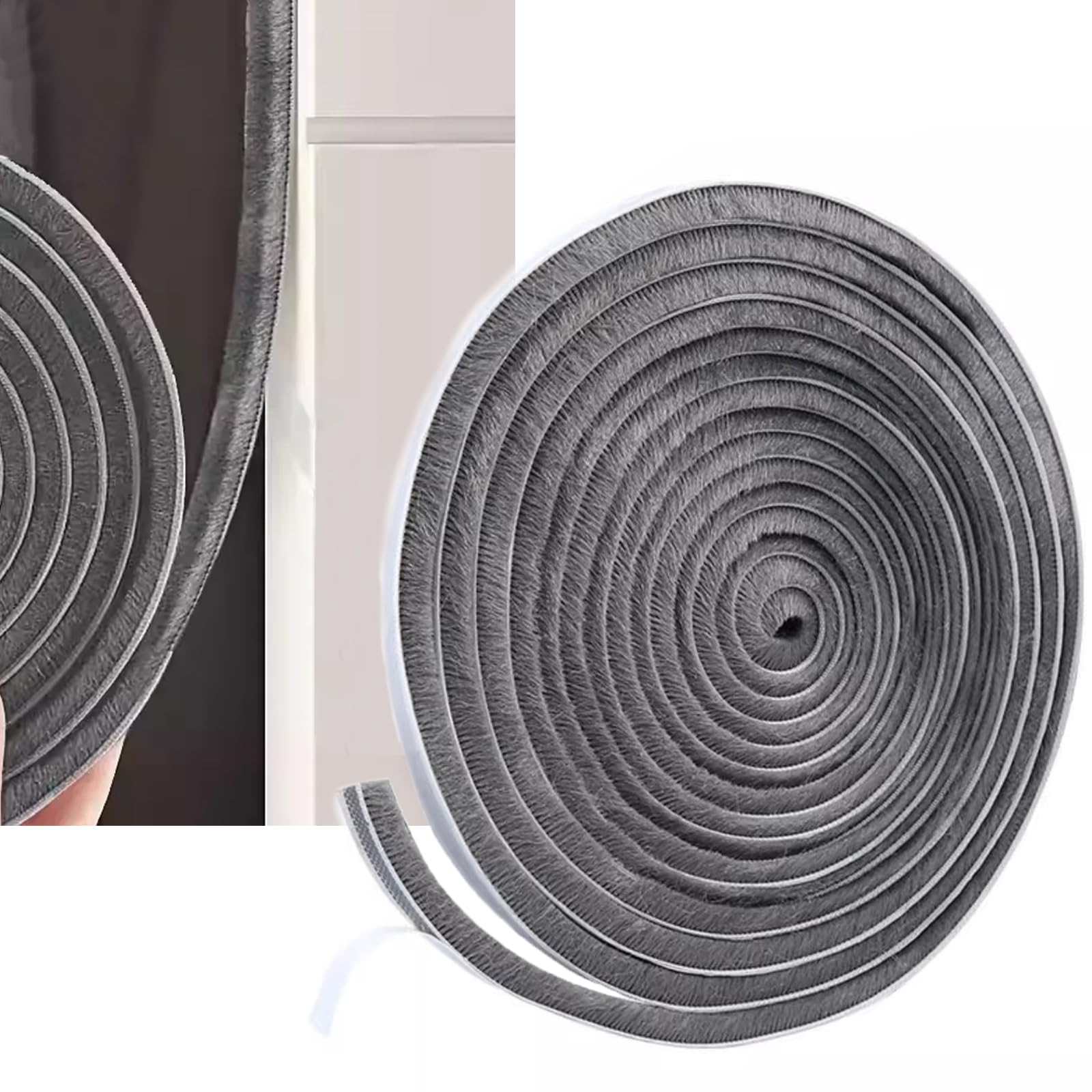 Lamiishop 隙間テープ すきまモヘアテープ すきま風防止テープ 防虫防塵 隙間風対策 網戸/引き戸/玄関/窓用 網戸 すき間テープ 防虫 網戸 隙間埋め ドア すきま防止テープ (グレー・毛足長さ9mm) 10M/巻