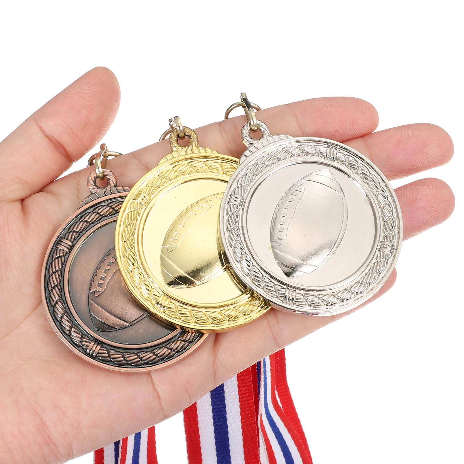PATIKIL 2" Gold Silver Copper Rugby Medals, 6 Pack Rugby Award Medals with Ribbon Red White for Games Sports Competitions - Image 4