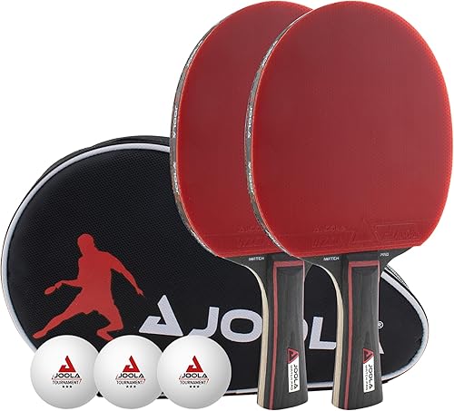 JOOLA Duo Pro Juego de 2 Palas de Ping Pong - Palas Profesionales de Tenis de Mesa, Tres Pelotas Avanzadas de Ping Pong de Torneo de 3 Estrellas y
