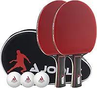 JOOLA Duo Pro Conjunto de 2 raquetes de tênis de mesa profissionais, três bolas de pingue-pongue avançadas de 3 estrelas e estojo de transporte – Raquetes avançadas de tênis de mesa