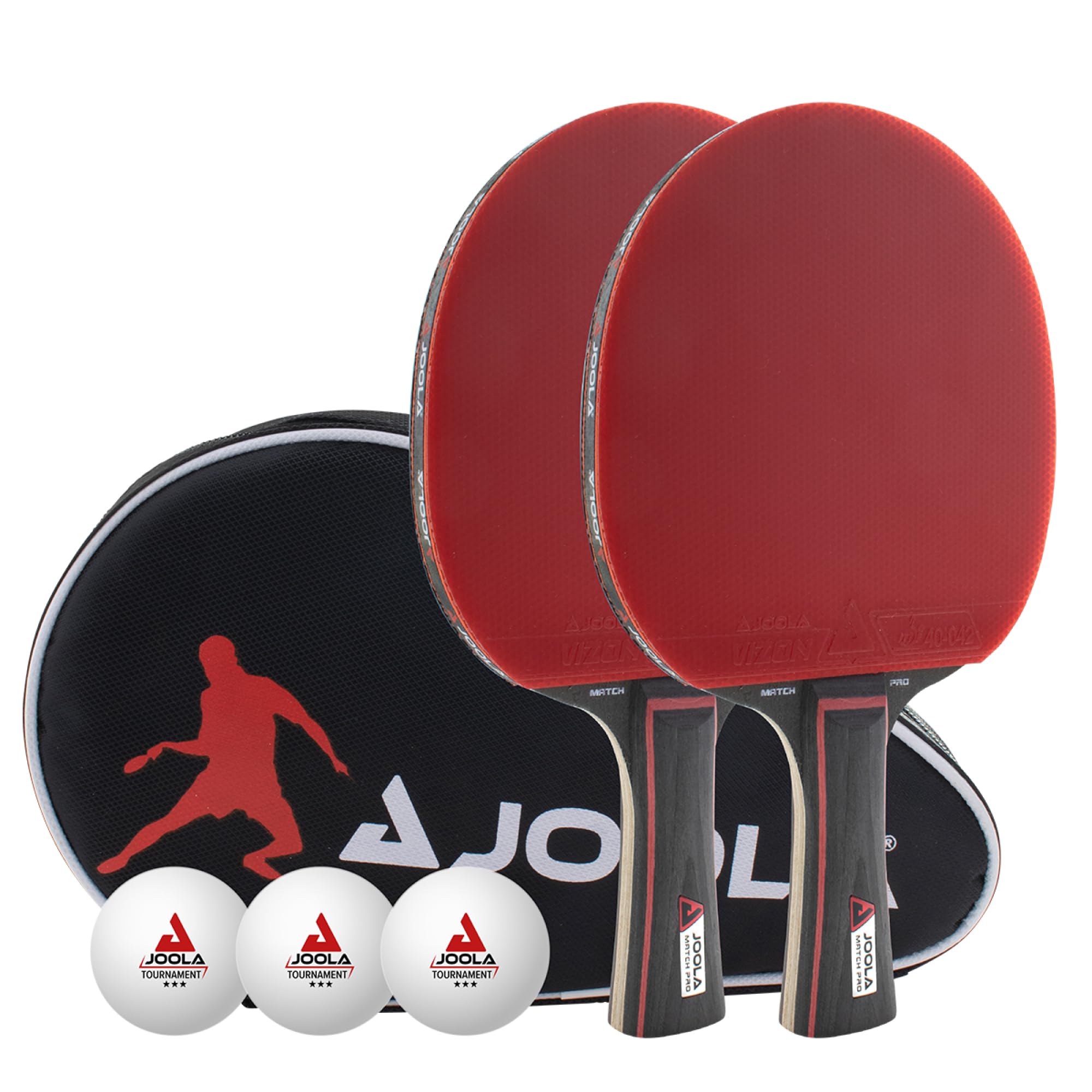 JOOLA Duo PRO Table Tennis Set 2 Table Tennis Bats + 3 Table Tennis Balls + Table Tennis Cover 6 Pieces