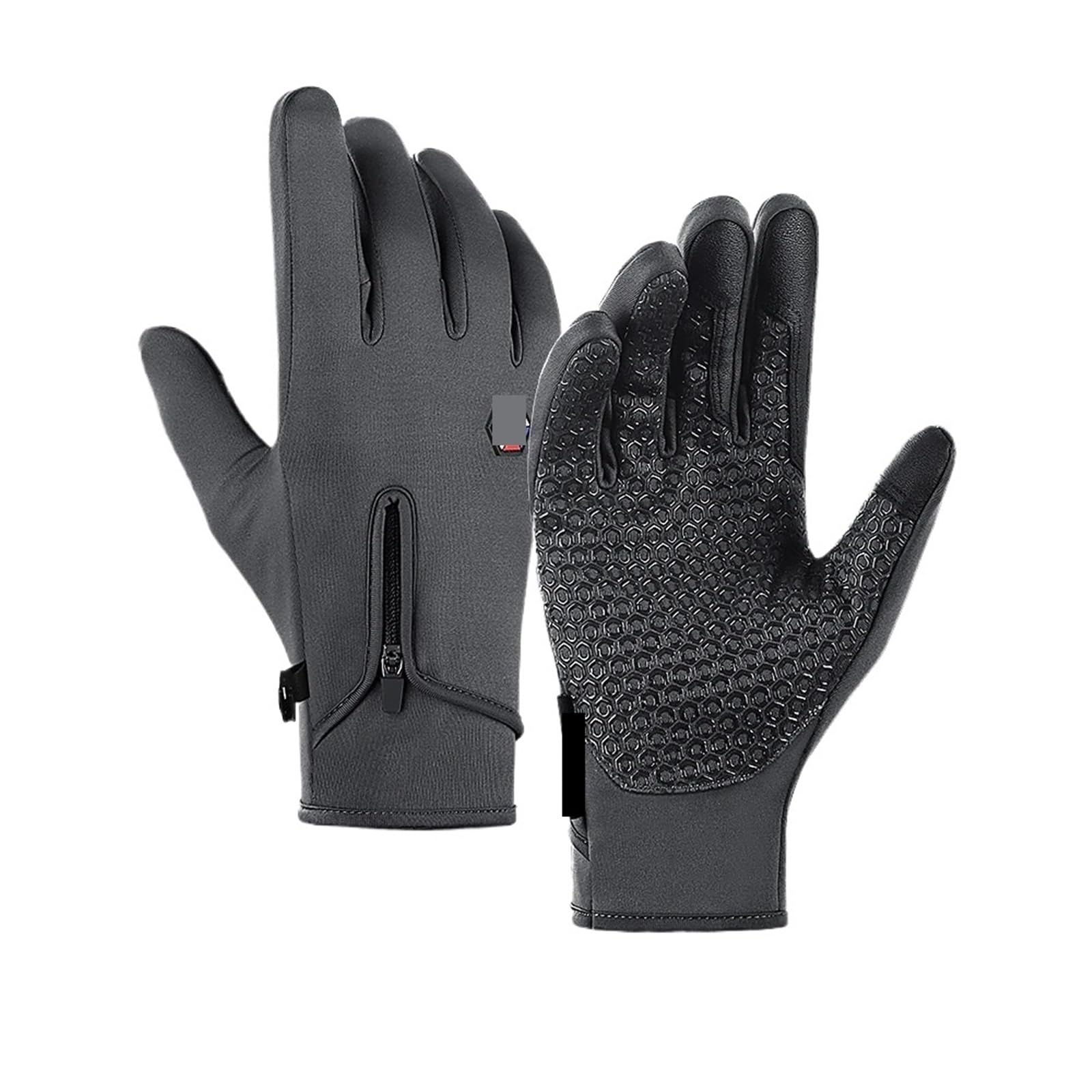 Guantes de ciclismo invierno for hombres y mujeres, impermeables, fríos, for snowboard, motocicletas, conducción, cálidos, con pantalla táctil cremallera Guantes de Punto para Hombre