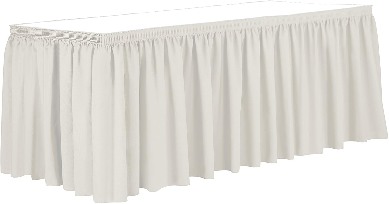Ultimate Textile 14 ft. Shirred Pleat Polyester Table Skirt - 42" Bar Height, Oyster
