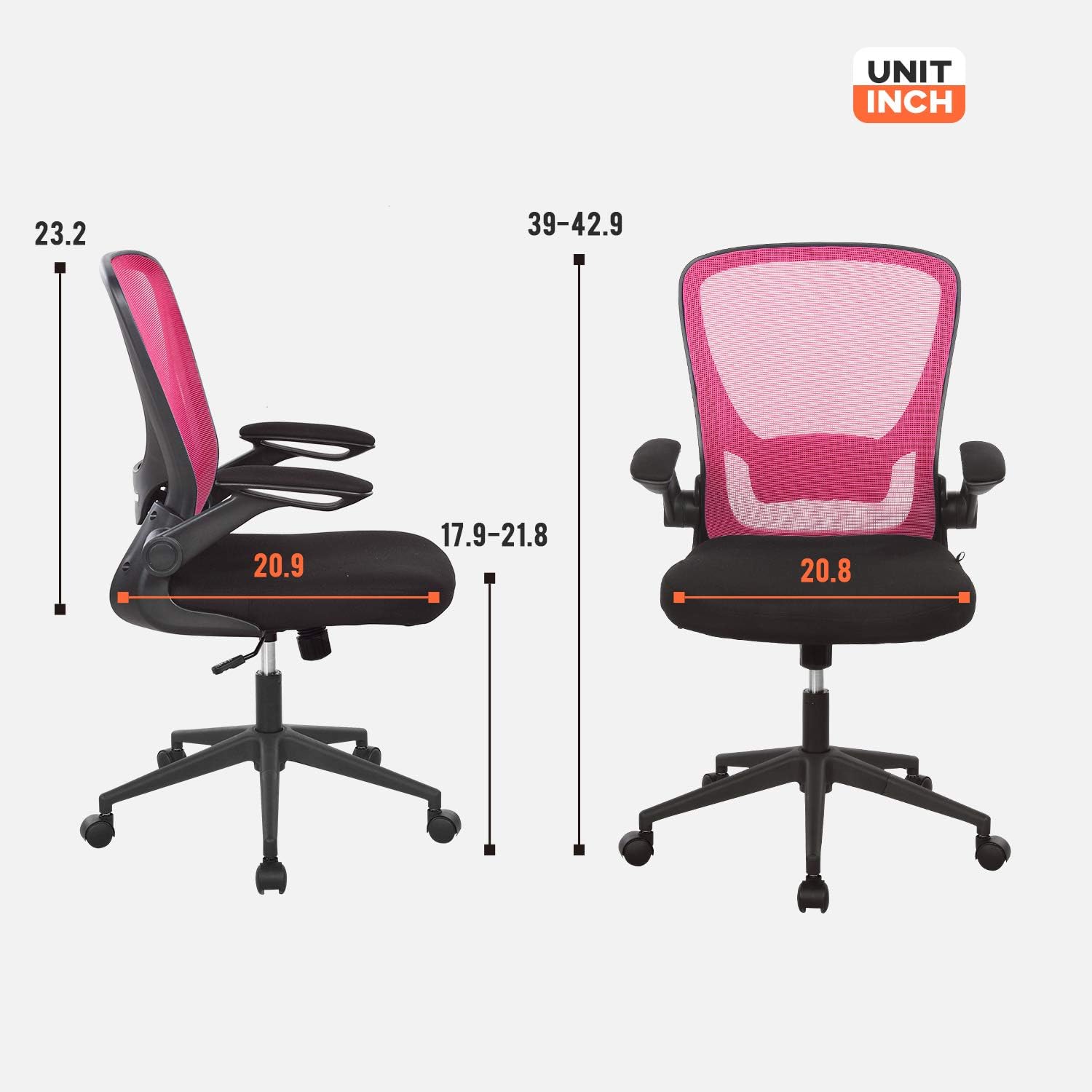 Prоmо 40% оƒƒ Home Office Chair Ergonomic Desk Chair Mesh Computer Chair with Lumbar Support Flip-up Arms Swivel Rolling Executive Task Chair Adjustable Chair for Adults(Pink)