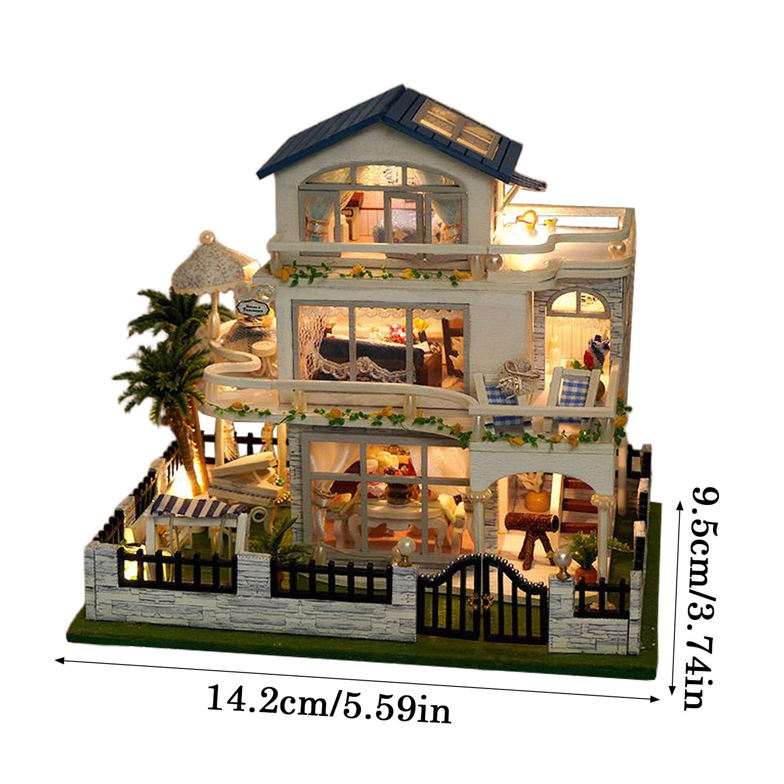 Kit per Creare Case in Miniatura | Modello 3D di Villa in Legno da Costruire con Luci LED,Set Creativi Fatti a Mano per Decorazione Casa Ragazzi Ragazze Adulti Famiglia Amici