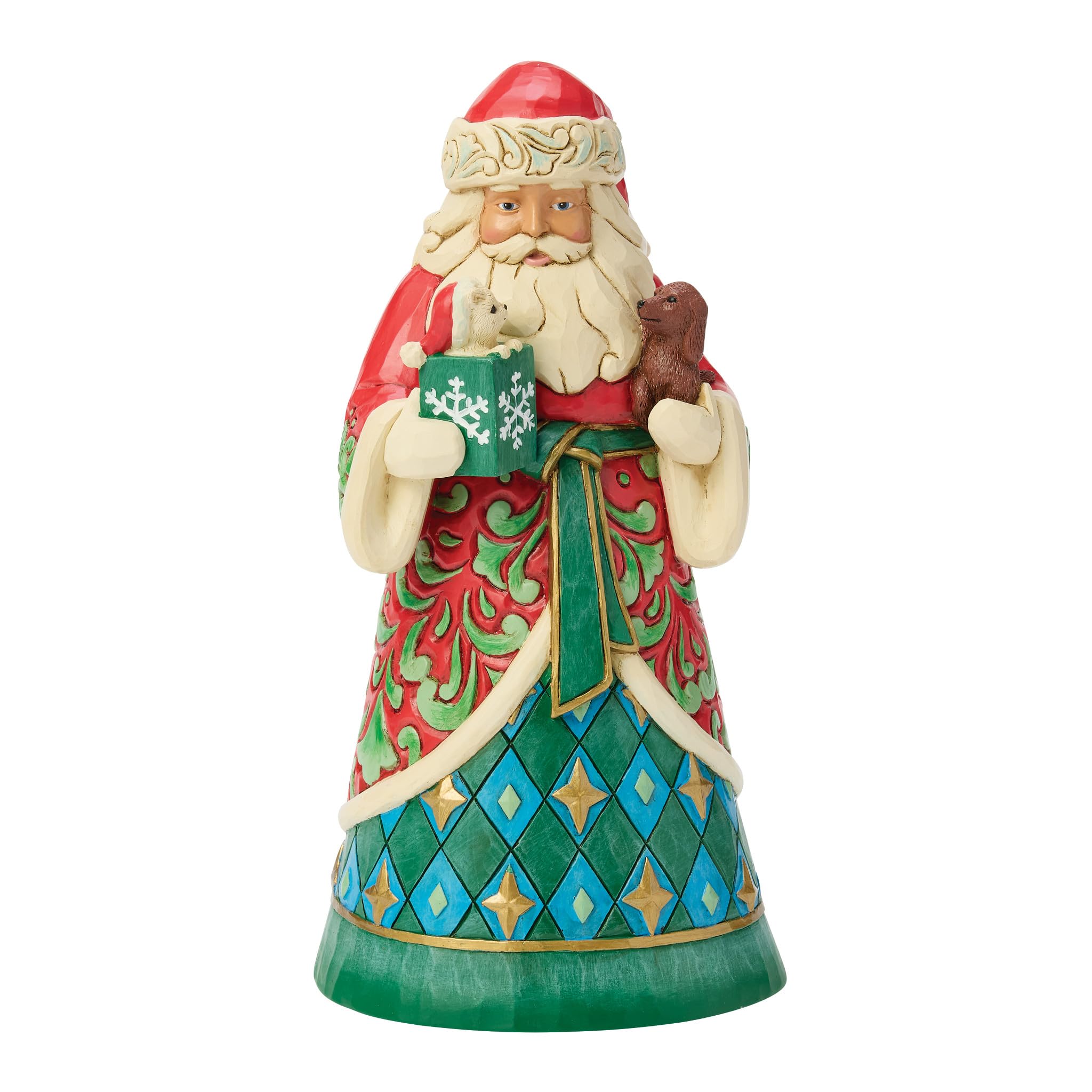 Père Noël avec animaux de sauvetage Enesco Jim Shore figurine de collection 20cm