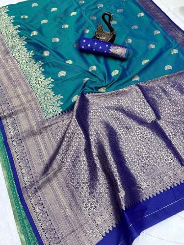 Traditional Hub blue soft silk saree in soft silk – image 4