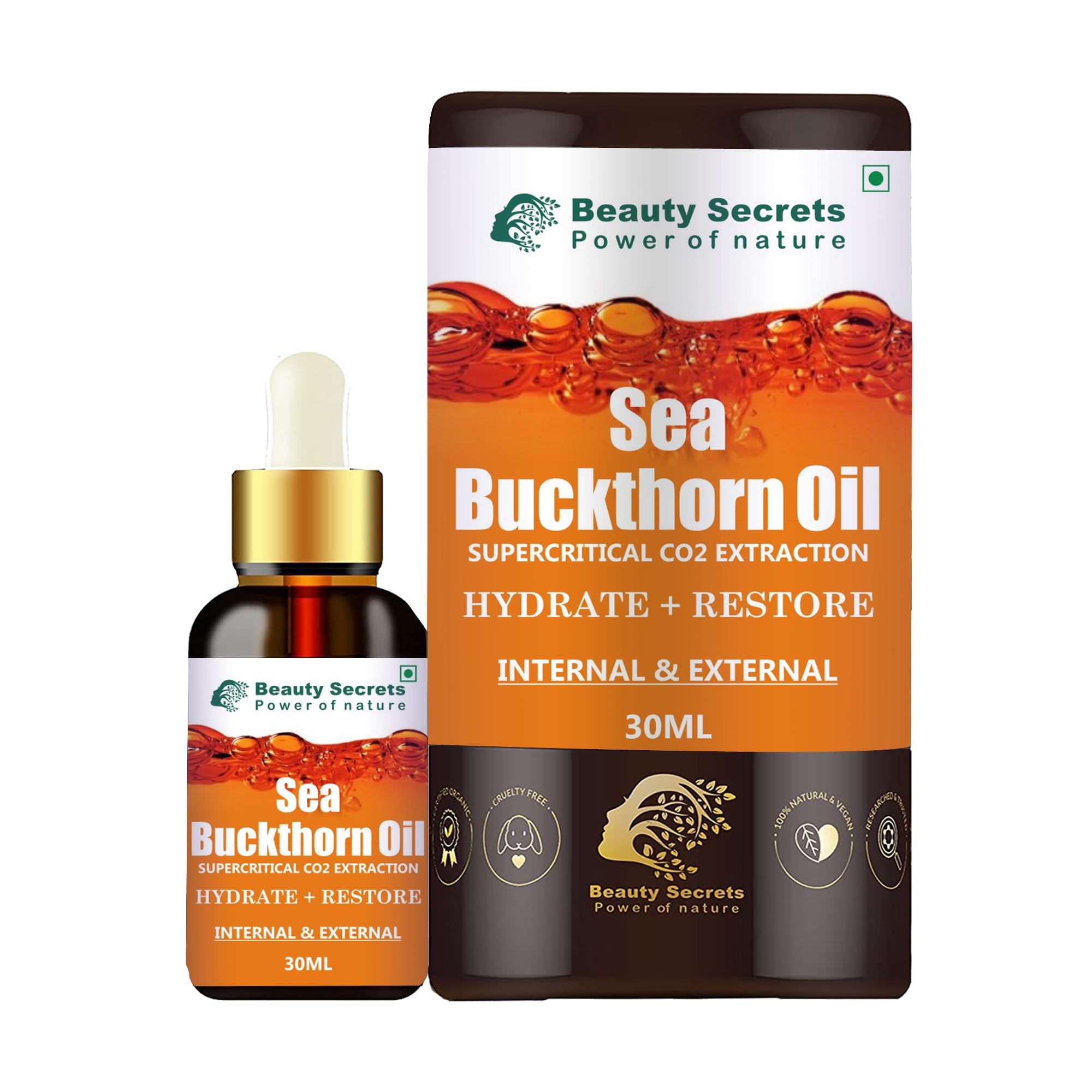 Beauty Secrets Organic Sea Buckthorn Berry Oil 30 ML | CO2 Extracted Seabuckthorn Whole Fruit Oil | Rich in Omega 7, Vitamin C and Antioxidants | For Skin Hydration and Elasticity-image-18