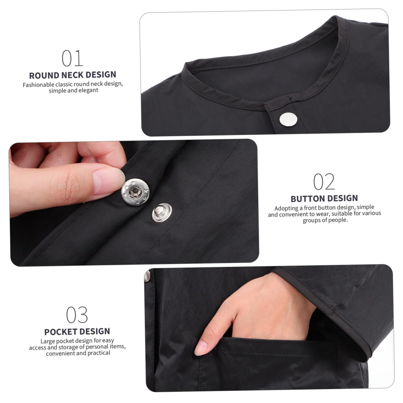 FOMIYES Vestido de Trabajo Manga Larga Negro para Salón de Belleza