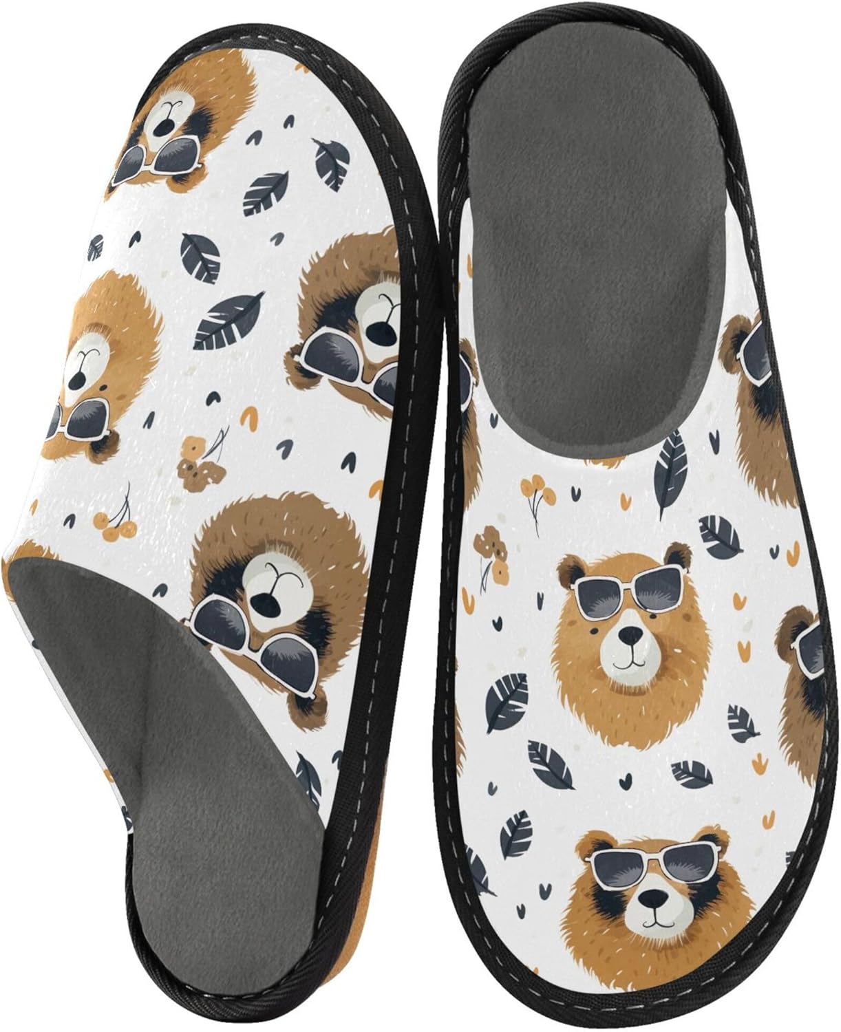 Bear House Slippers – Cozy Fuzzy Slippers for Guests, Washable & Disposable, Perfect for Shoeless Home, Spa & Hotel Use A111080