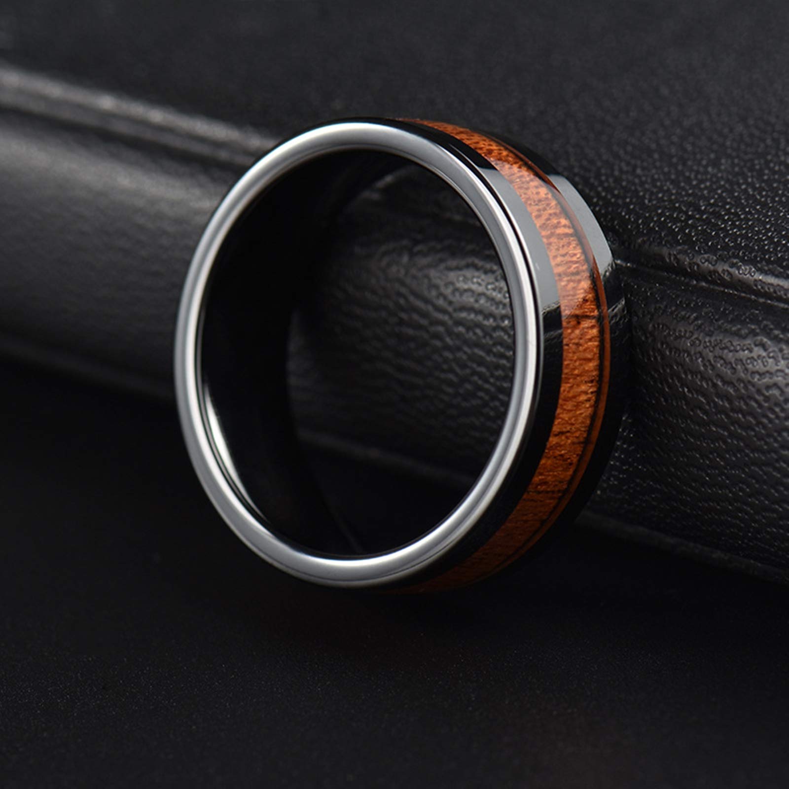 Gualiy Halskette Paare Gravur, Pärchen Wolfram Kette 8mm Schwarz Ring Einlegen Holz Halsketten
