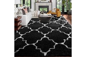 Amdrebio Black and White Area Rug for Living Room