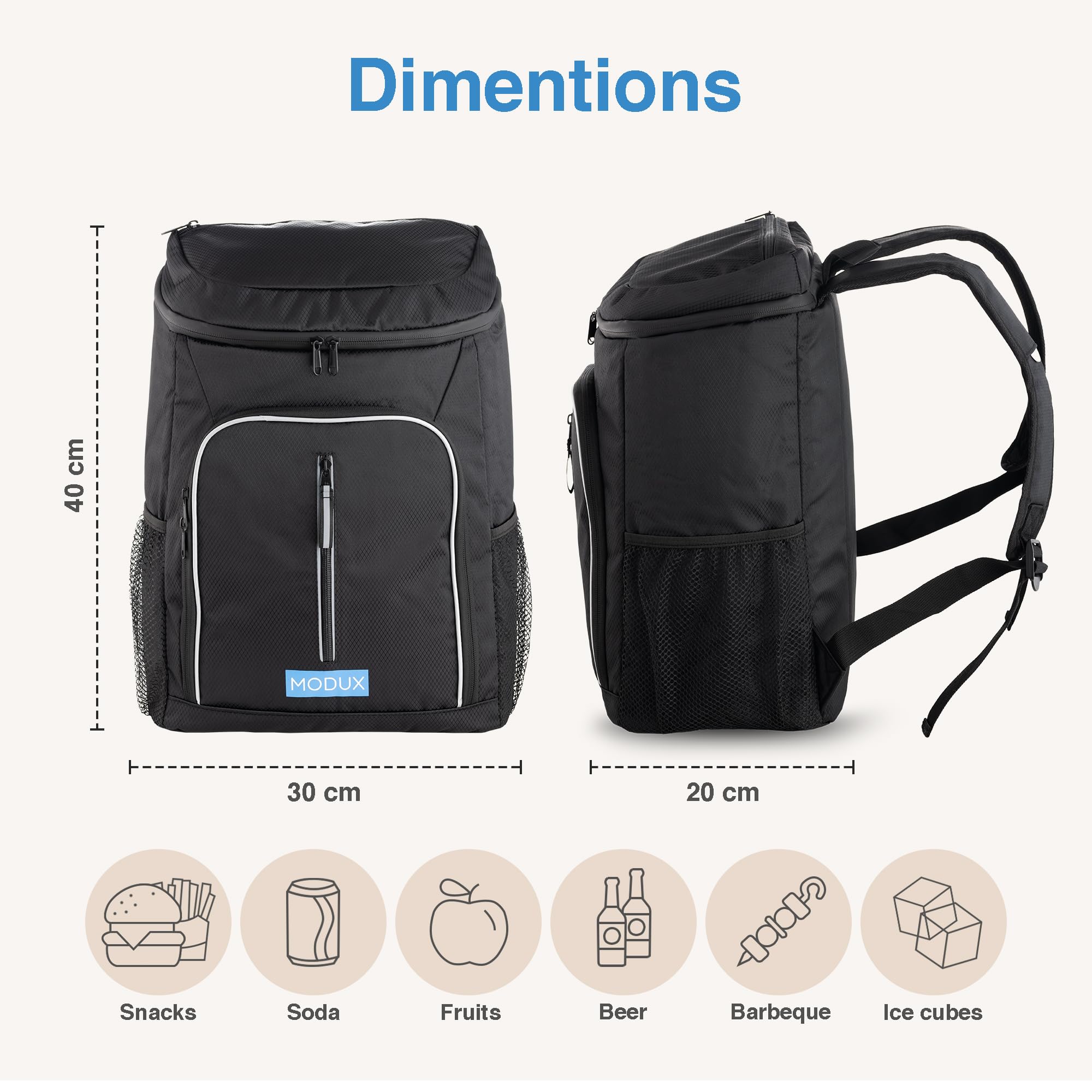 30L Kühlrucksack Thermo-Rucksack – Isolierter Kühltasche, Hält Lebensmittel Warm oder Kalt – Perfekt für Camping, Picknick und Grillen Cooler Bag