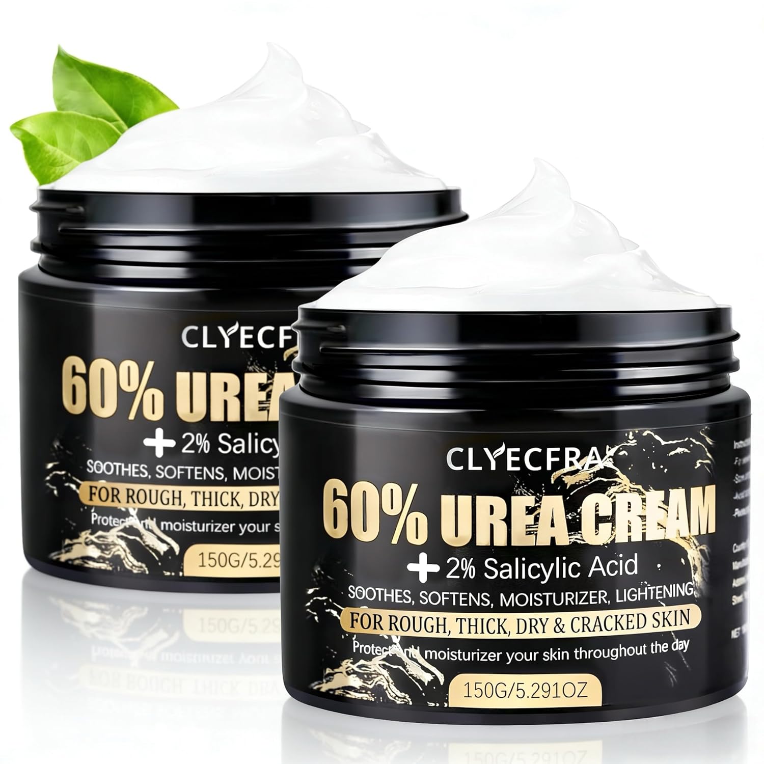 2Pack 60% Urea Cream with 2% Salicylic Acid, Urea Cream 60 Percent for Feet & Hands- Maximum Strength Moisturizer for Rough, Dry, Thick & Cracked Skin,Callus Remover, Deep Hydration, 150g