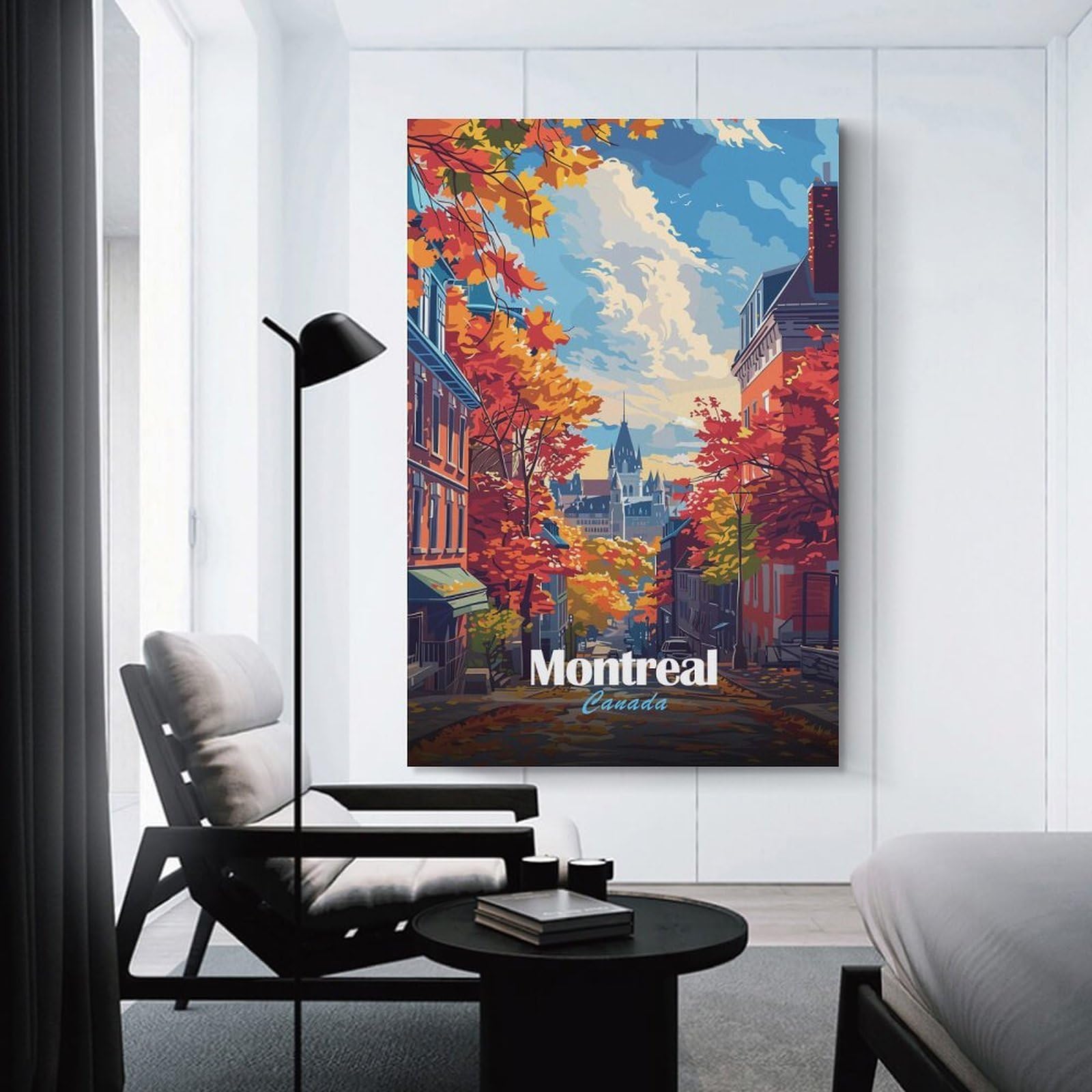 Junmoney Montreal Canada Autumn Cityscape Canvas Wall Decor, 24x36inch(60x90cm), for Gallery Wall Decor And Room Displays, Wall Decor Suited to Curated Displays