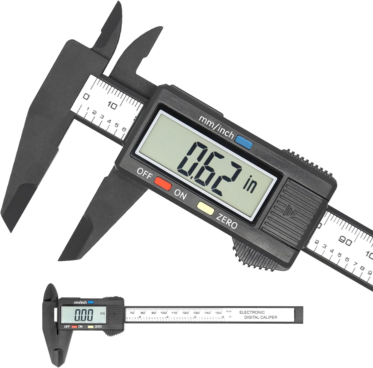 Electronic Digital Caliper, Plastic Vernier Caliper, 0-6 Inch/0-150 mm, Auto Off Featured Micrometer Ruler
