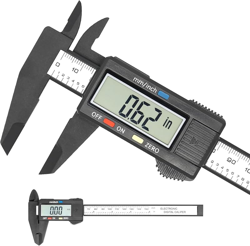 Calibrador digital electrónico, calibrador a vernier de plástico, herramienta de medición de calibrador con conversión de pulgadas/milímetros, pantalla LCD extra grande, 0-6 pulgadas/0-150 mm, regla micrométrica destacada con apagado automático