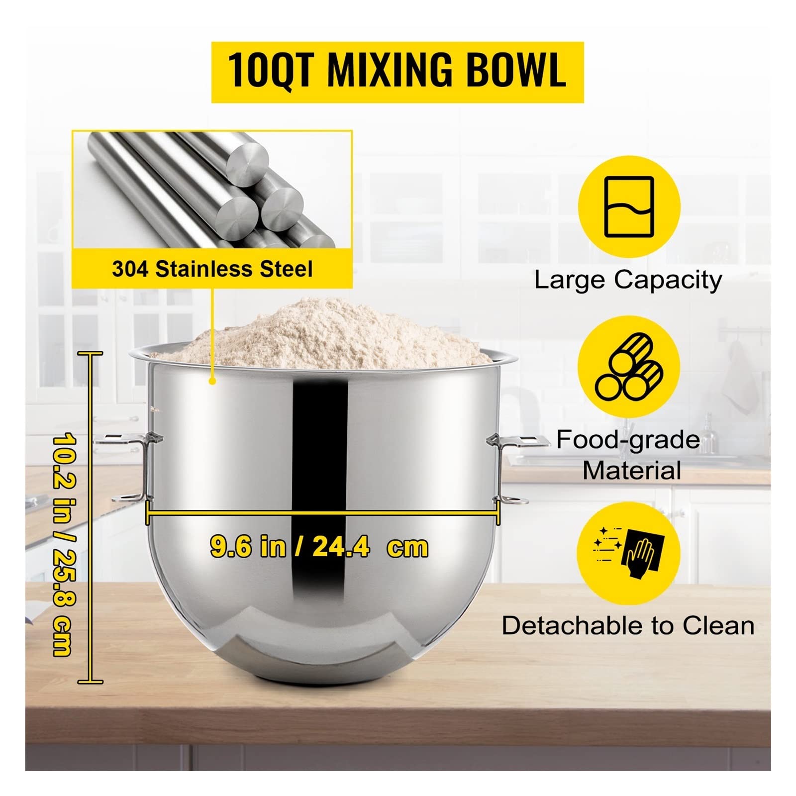 Impastatrice elettrica professionale Impastatrice da cucina 10/15/20 / 30Qt Impastatrice 3 velocità 450/500/750 / 1100W Impastatrice in acciaio inossidabile Facile da usare per principianti e professi