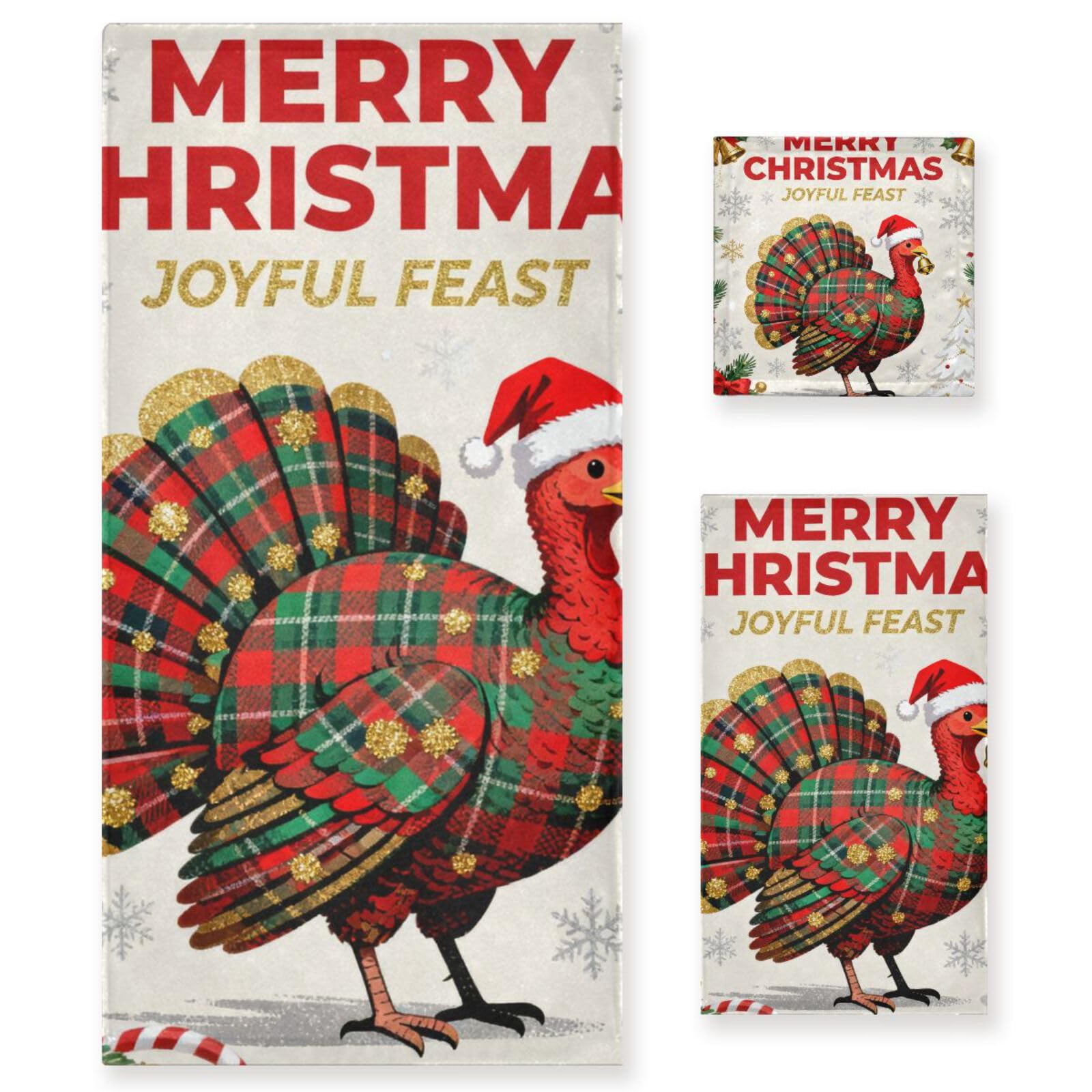 Merry Christmas Turcja chłonne ręczniki do twarzy zestaw 3 sztuk, 1 ręcznik kąpielowy 1 ręcznik do rąk 1 ściereczka do łazienki kuchni