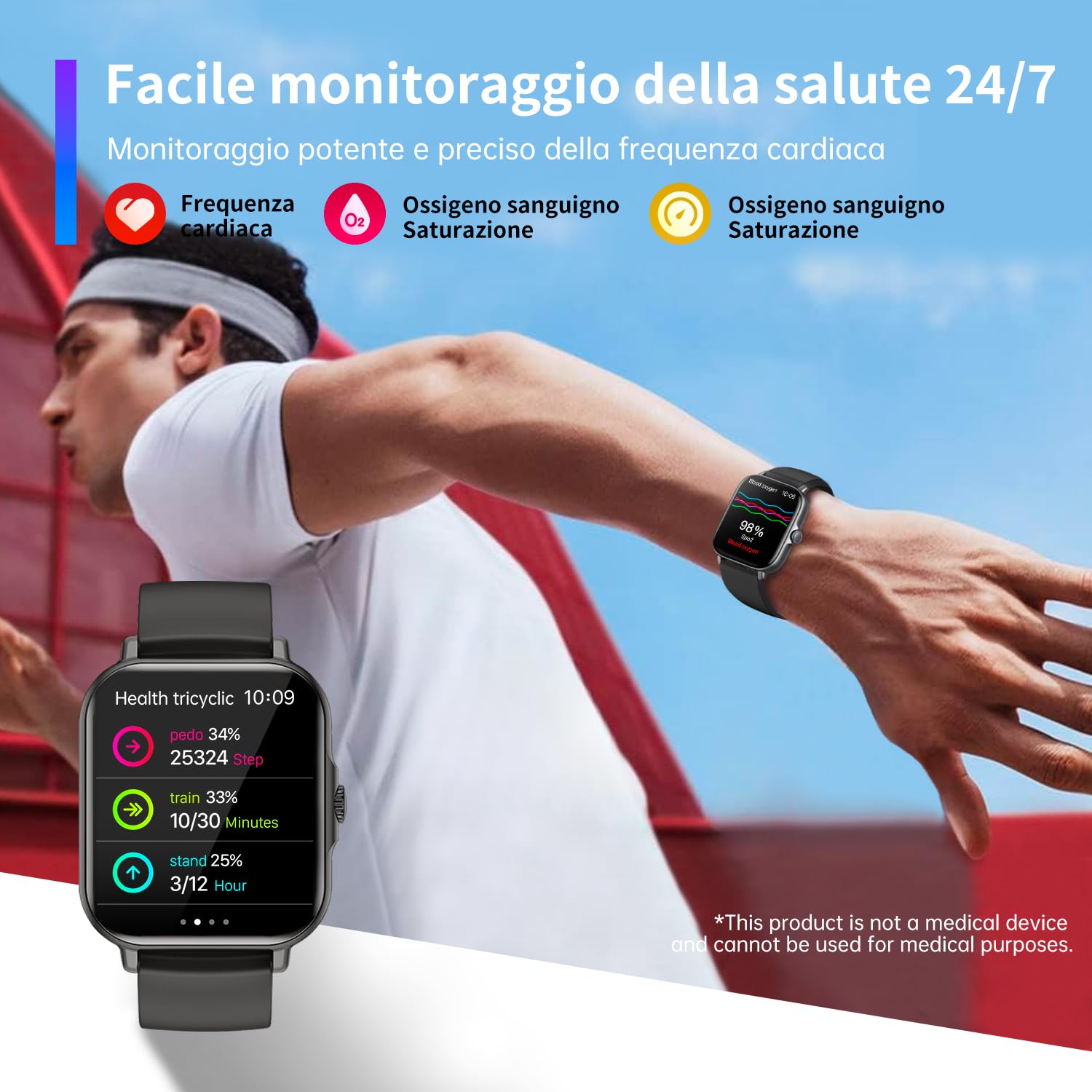 ASWEE Smartwatch con Effettua/Risposta Chiamate, 1.85" Orologio Smartwatch Uomo Donna 100+ Sportive Smart Watch con Contapassi/Sonno/Cardiofrequenzimetro, Impermeabil IP68 Fitness Tracker iOS Android