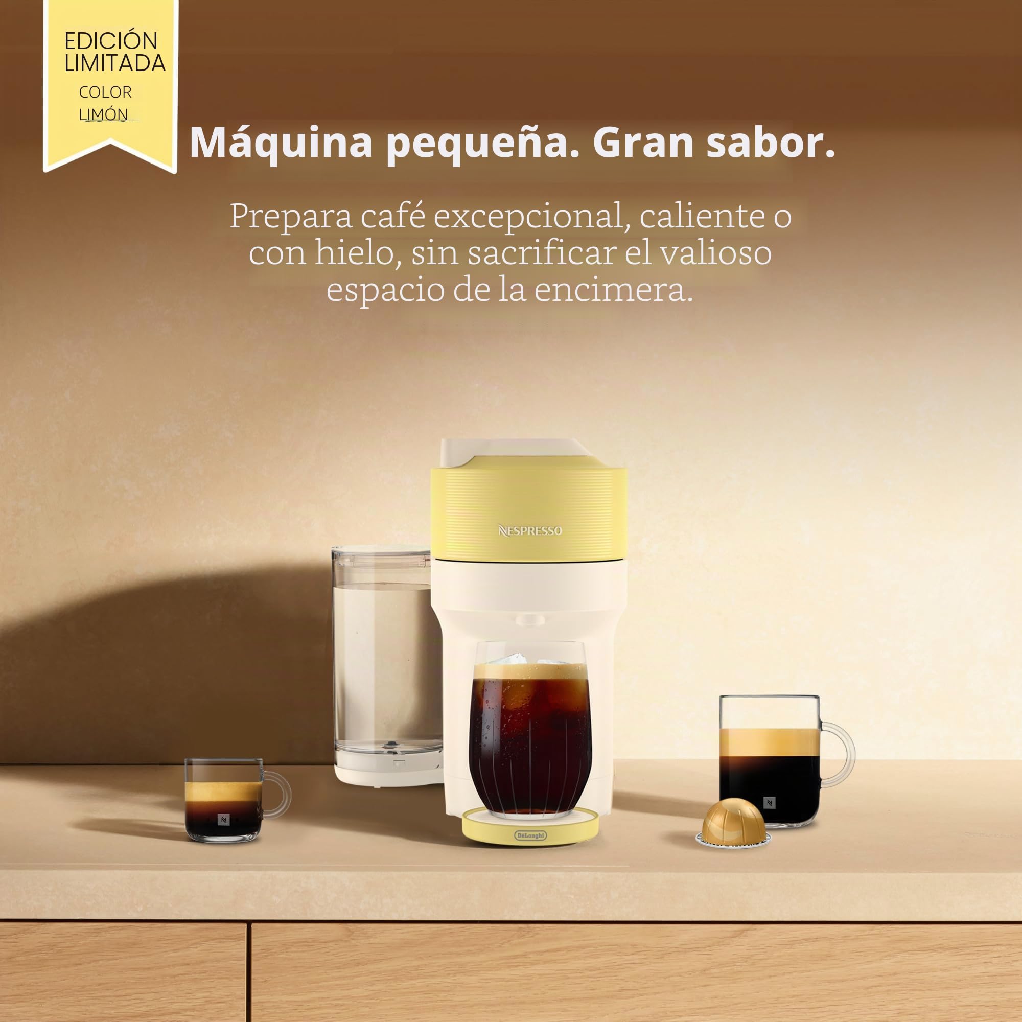 Nespresso Vertuo Pop+ Summer Edición Limitada por De'Longhi, Amarillo Pastel