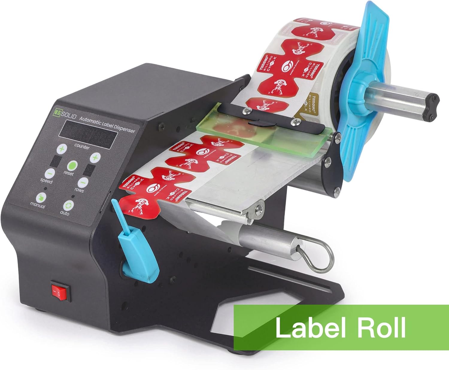 U.S. Solid Automatic Label Dispenser for Rolls and Fanfold Label - Electric Label Dispenser for Translucent and Opaque Labels - w/Counter Preset Quantity Adjustable Speed - Max. Label Width 4.7 in