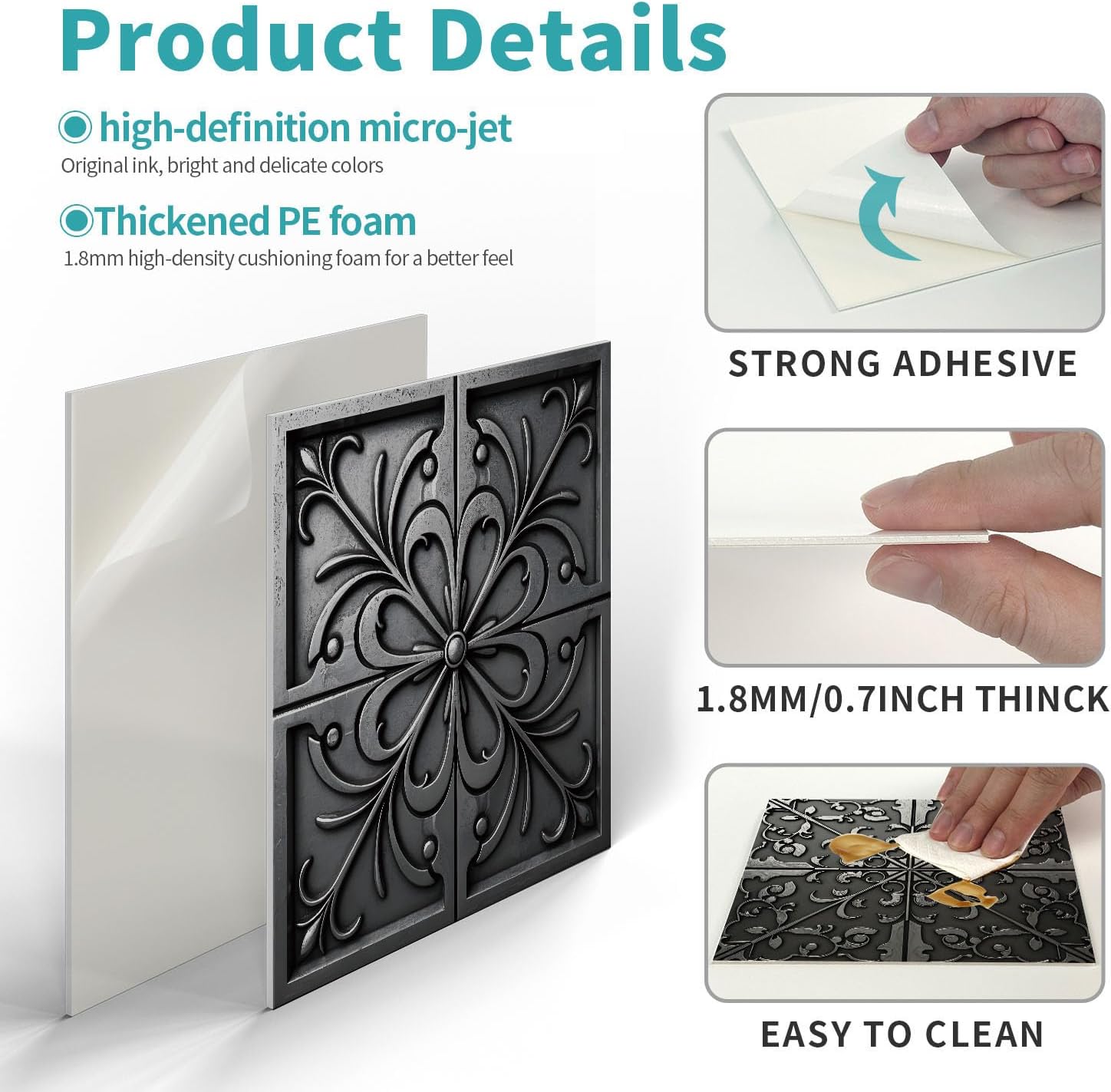 Peel and Stick Backsplash Tiles 5.9 * 5.9 Inch 24Pcs, Waterproof Bathroom Stickers, Removable Shower Wall Tiles for Sink, Easy Install No Grout