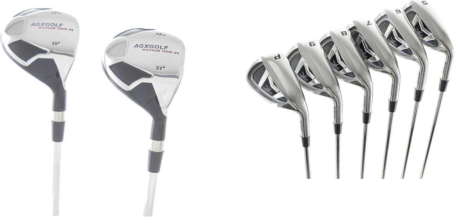 Men's Game Improvement XS Edition Stainless Irons Set w/3 & 4 Hybrids + 5-9 Irons + Pitching Wedge + Sand Wedge: Senior, Regular or Stiff Flex; Cadet, Regular or Tall Length; Right Hand: USA Built!