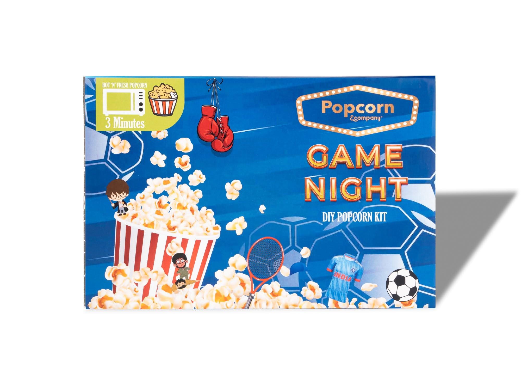 Popcorn & Company Game Night Kit Popcorn Kernels Seeds with 5 Seasoning (Garlic Cheddar, Peri Peri, BBQ, Hot & Spicy Ketchup, & Butter Salt) - Microwave/Cooker Popcorn DIY Kit | Non-GMO