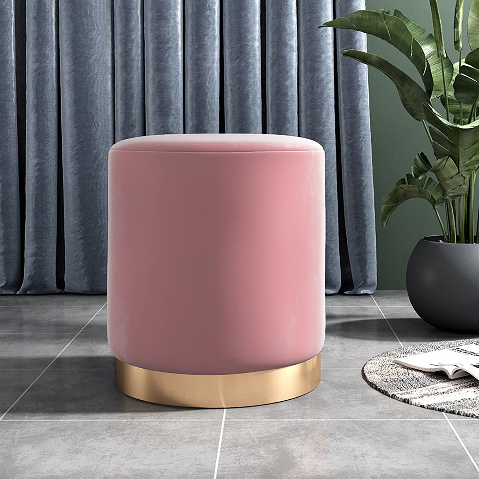 Reposapiés de terciopelo con base de madera estable para tocador y salón