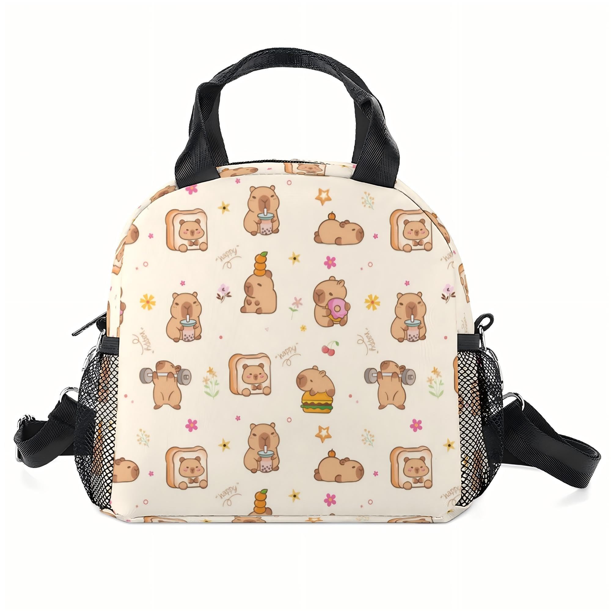 WOBAGMEN Lunch Bag for Women, Insulated Lunch Box With Adjustable Shoulder for Girls Adult,Small Lunch Tote Bags,Reusable Lunch Bags for Work School (Capybara)