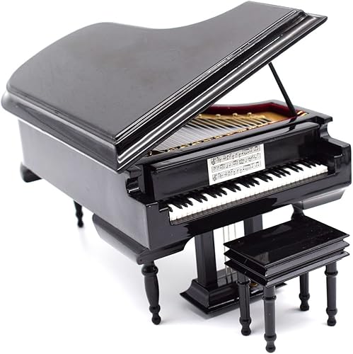 Miniatura 7 de Mylifestyle - Caja de música de piano blanco con banco y estuche negro, cajas musicales de regalo para Navidadcumpleañosdía de San Valentín, melodía