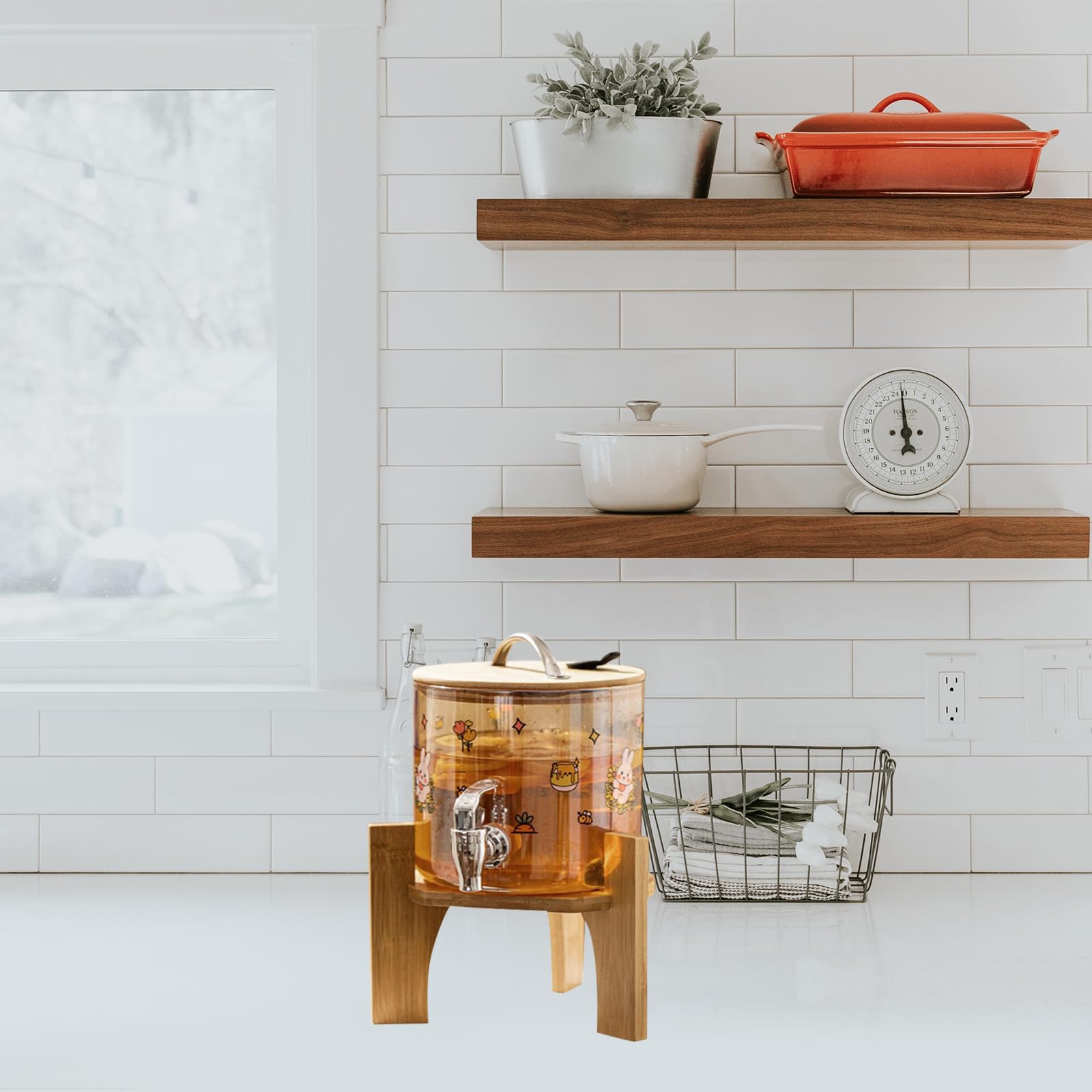 Alipis Drink Dispenser Stand - Water Dispenser Base for Glass Drink Dispensers, Vases, Fish Tanks - Eco-Friendly, Smooth Finish, 6.88x6.88x5.51 Inches