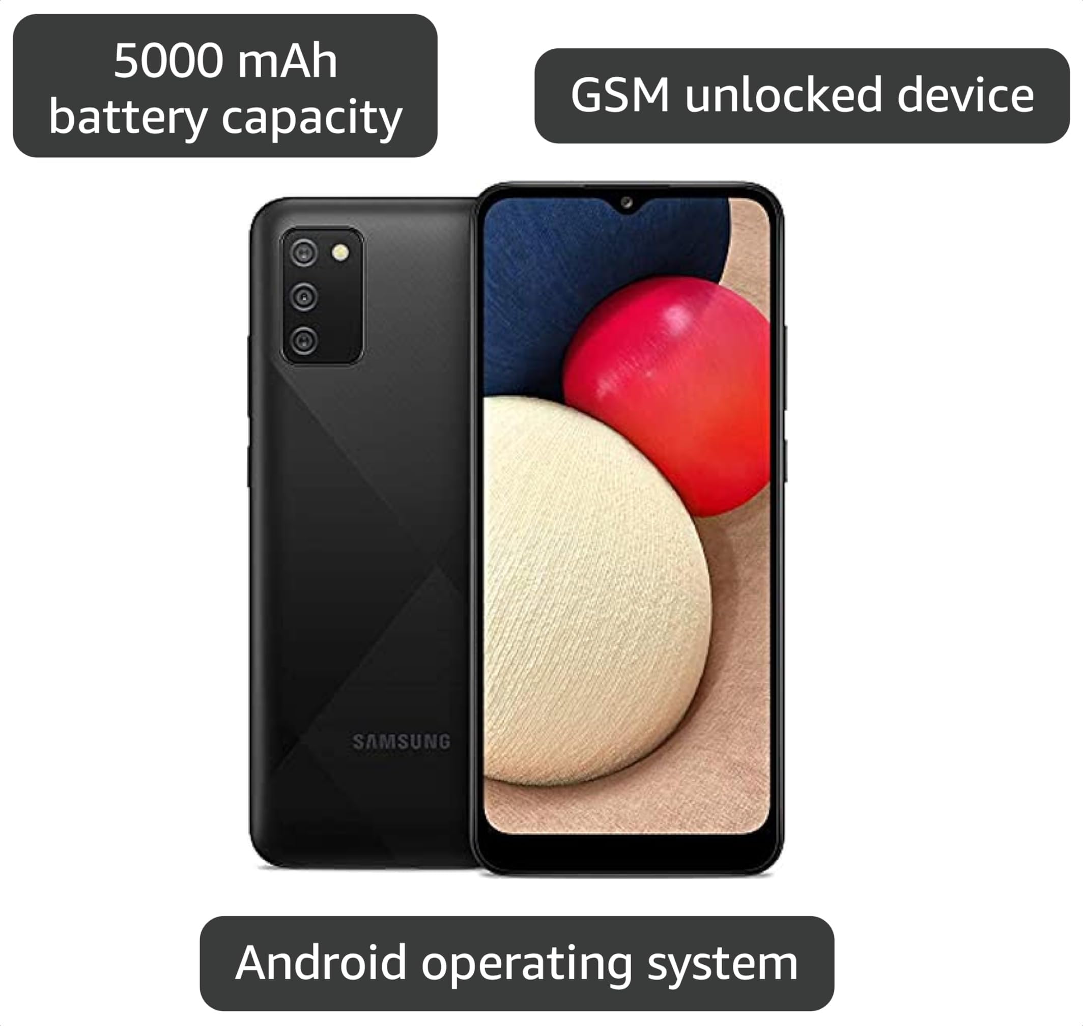 Amazon.com: Samsung Galaxy A02s, 32GB, Black - Unlocked (Renewed
